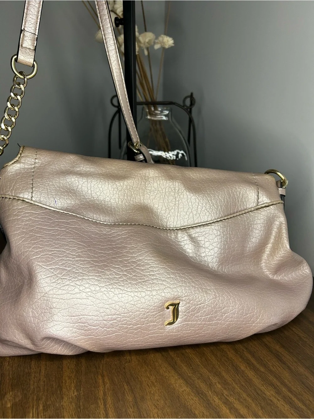 Juicy Couture Greta Lilac Pearl Iridescent Flap Crossbody Y2K Bag